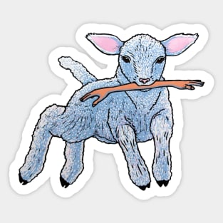 For Awhile My Hands Were Gone, Lamb linocut Sticker